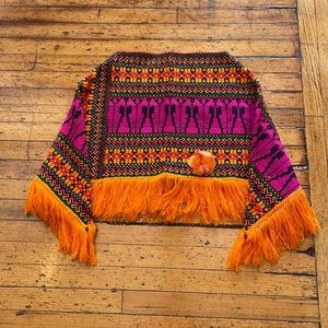 Multicolor Fringe Poncho